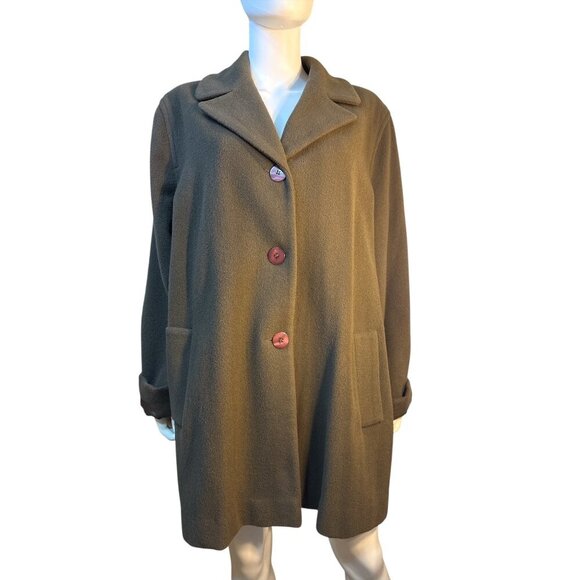 Kristen Blake Classics Womens Coat XL Wool Blend With Button Front & Pockets EUC - Picture 1 of 7